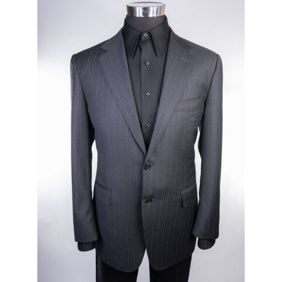 Canali Sport Coat Suit Jacket Blazer Sz 40R Gray Striped Two Button Wool - Picture 2 of 14